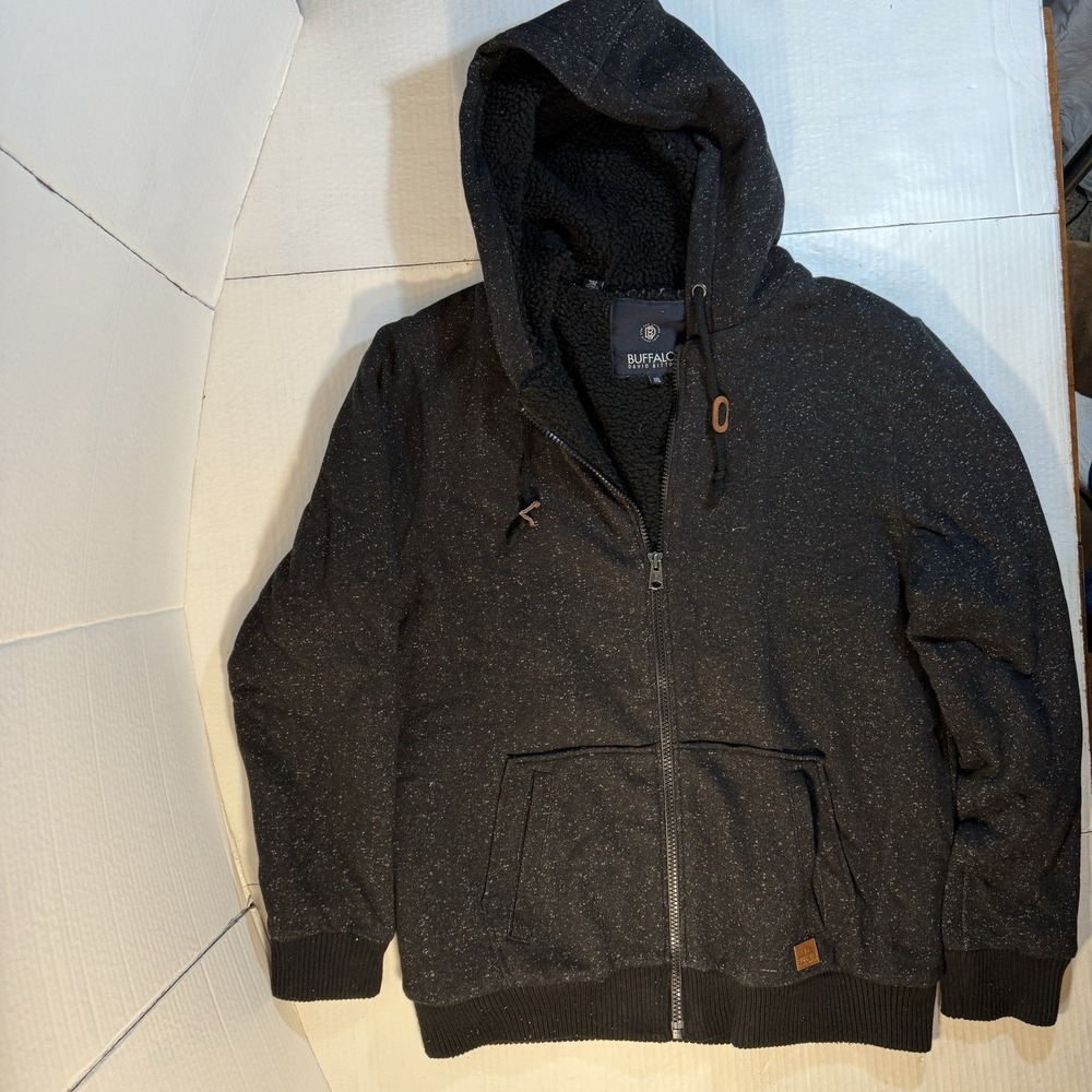 buffalo david bitton full zip‎ black Mens XXL Lined Warm faux shearling Workers